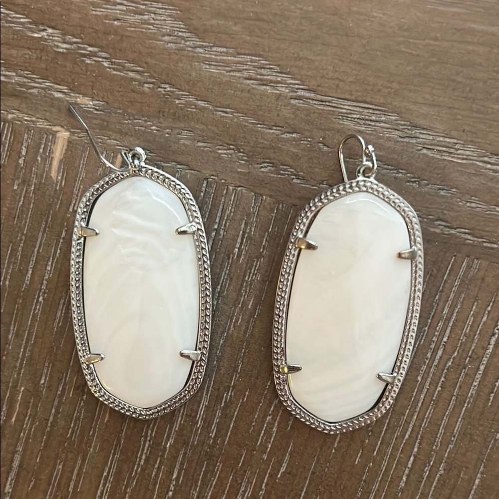 Elegant Silver and White Earrings Large
